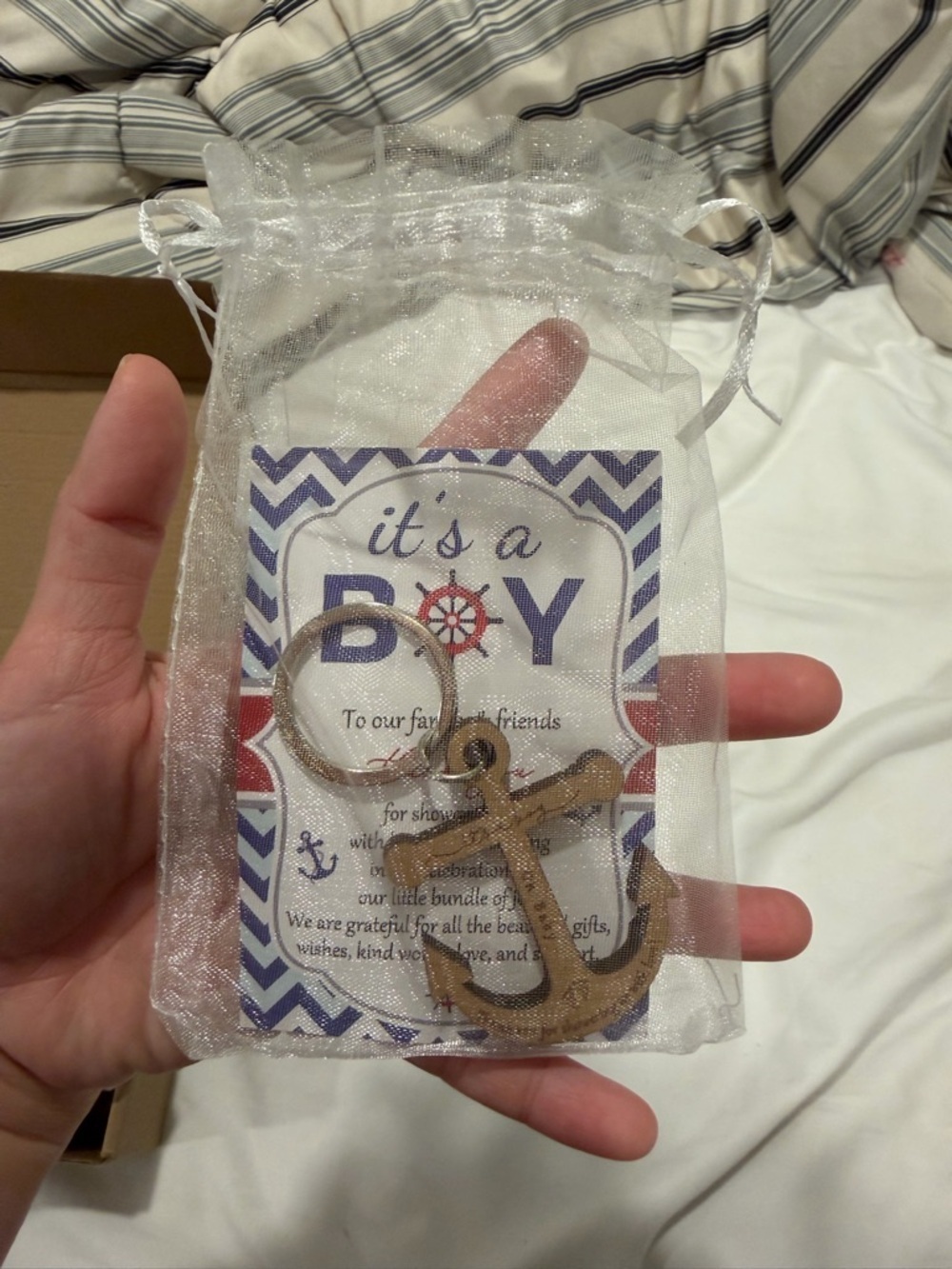 'It's a Boy' Anchor Keychain - Blue with Bags - Picture 2 of 5